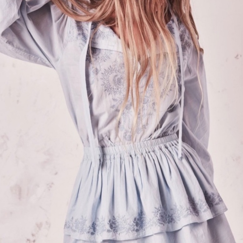 LoveShackFancy Zoe Blue Denim Dress Large
